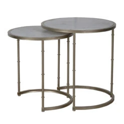Set Of Two Gold And White Eclipse Stacking Tables 24"