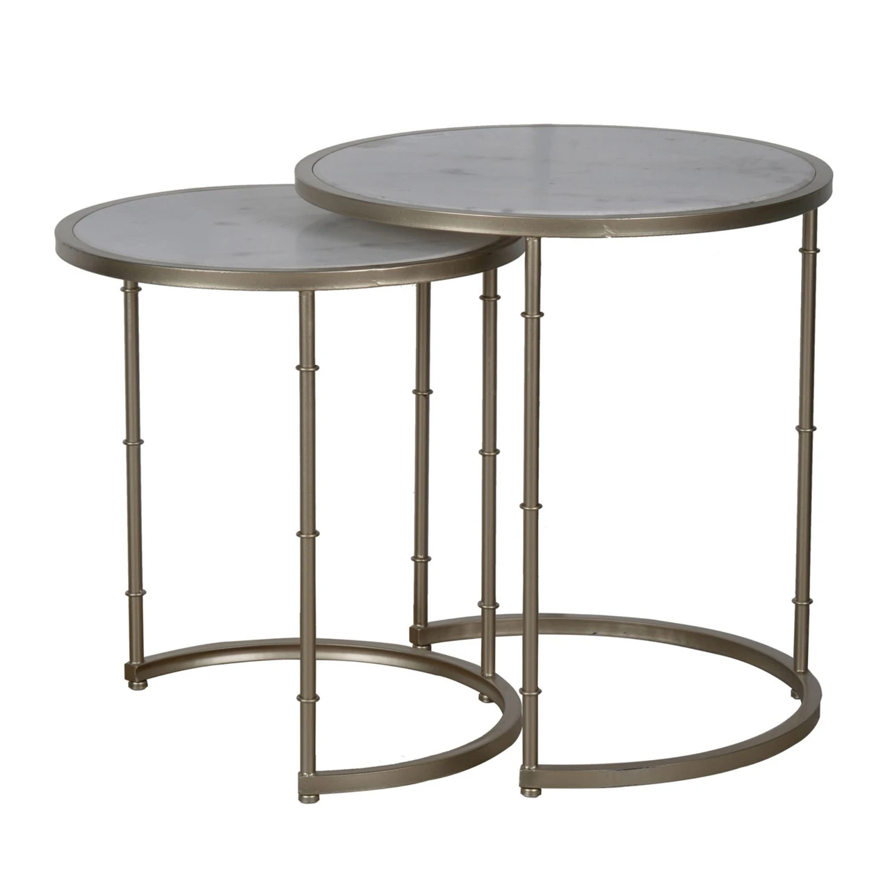 Set Of Two Gold And White Eclipse Stacking Tables 24" 1 Set Of Two Gold And White Eclipse Stacking Tables 24"