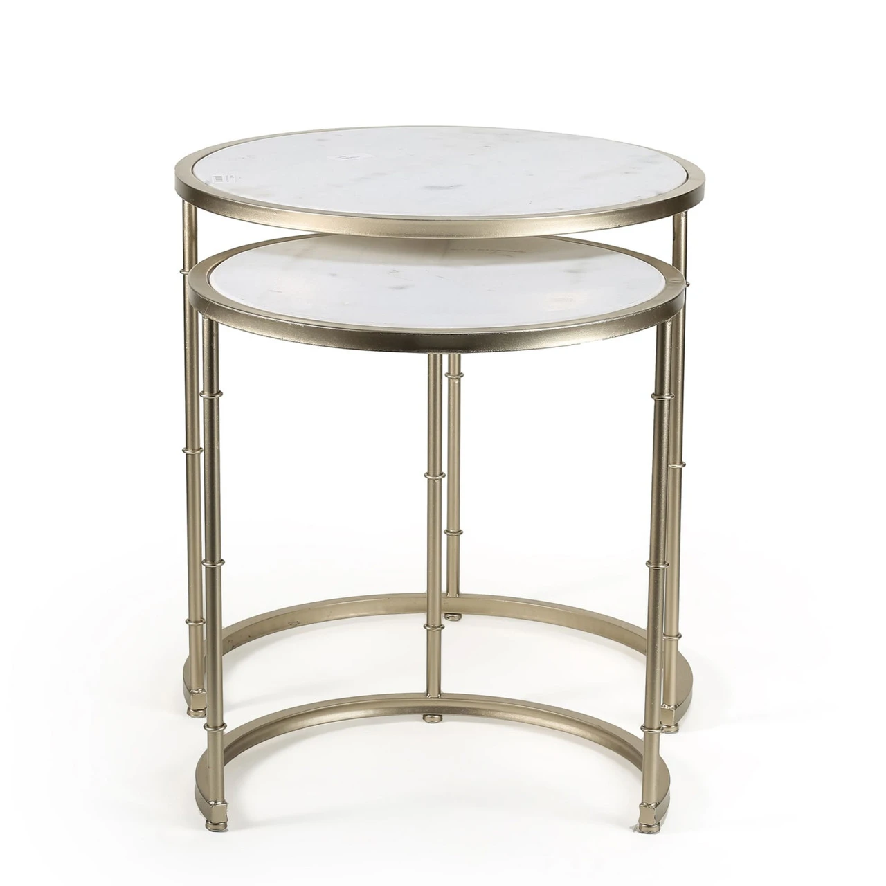 Set Of Two Gold And White Eclipse Stacking Tables 24" 2 Set Of Two Gold And White Eclipse Stacking Tables 24" - Image 2