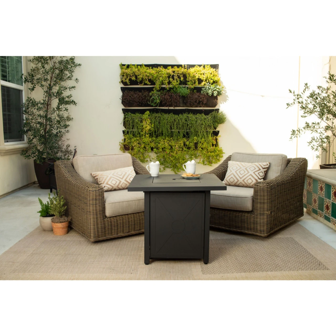 28" Gray Square Gas Fire Table 3 28" Gray Square Gas Fire Table - Image 3