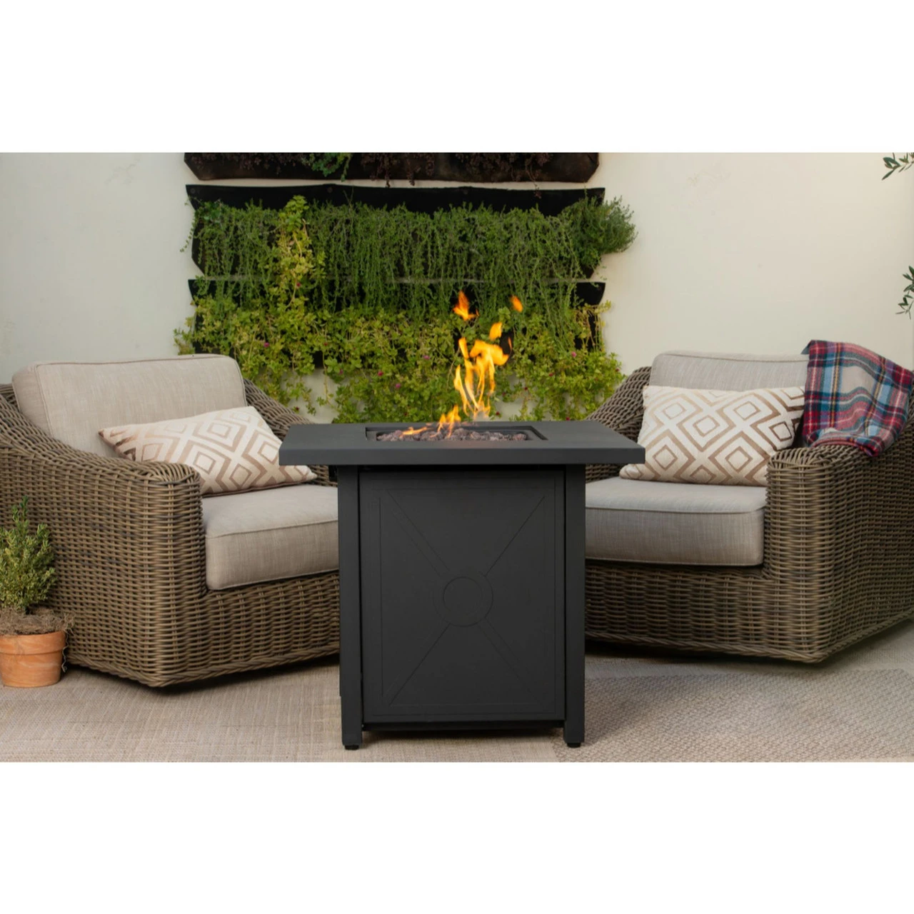 28" Gray Square Gas Fire Table 4 28" Gray Square Gas Fire Table - Image 4
