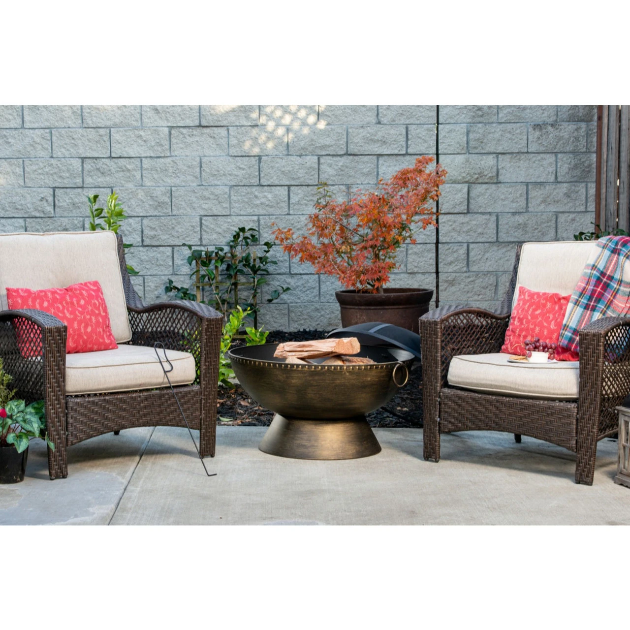 29.75" Black Decorative Wood Fire Pit 3 29.75" Black Decorative Wood Fire Pit - Image 3