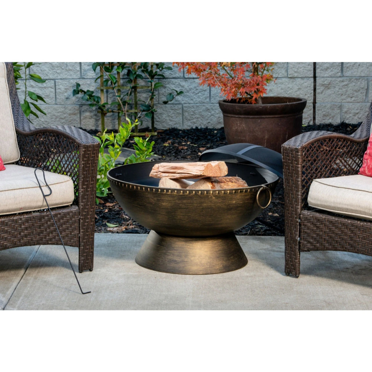 29.75" Black Decorative Wood Fire Pit 4 29.75" Black Decorative Wood Fire Pit - Image 4