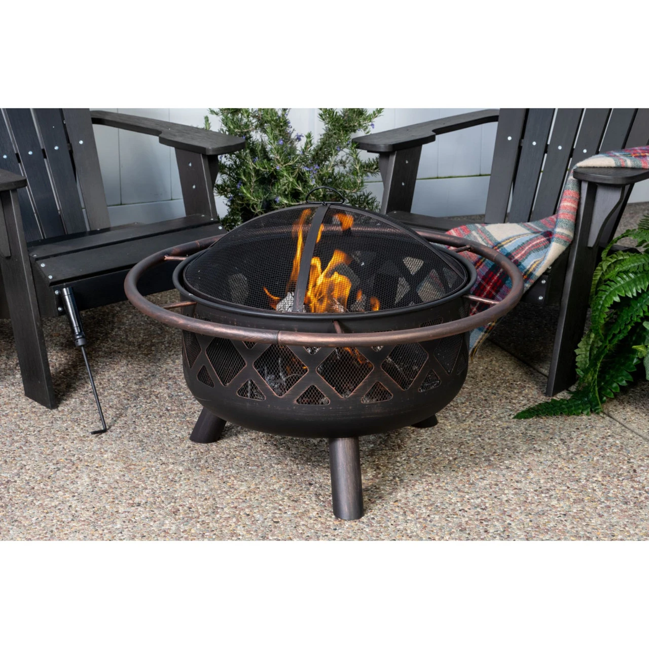 32" Black Decorative Wood Fire Pit 2 32" Black Decorative Wood Fire Pit - Image 2