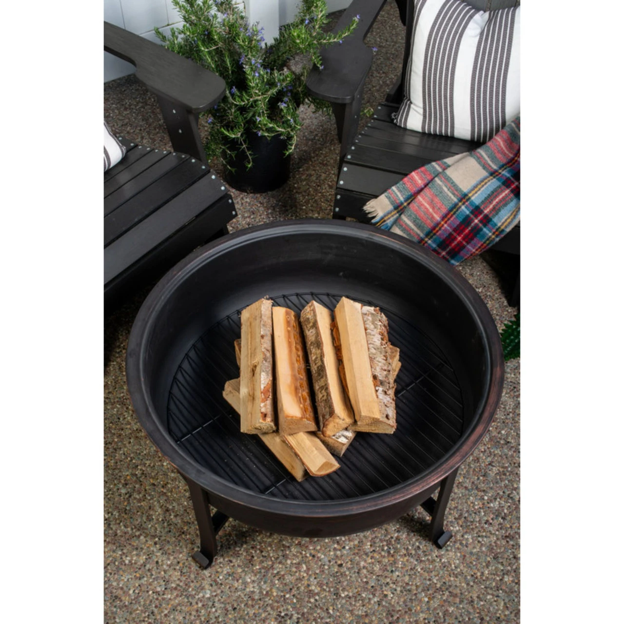 31" Black Decorative Wood Fire Pit 4 31" Black Decorative Wood Fire Pit - Image 4