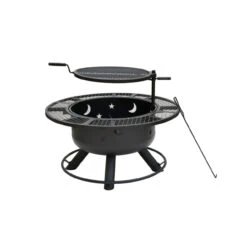 32.5" Black Decorative Wood Fire Pit And Grill