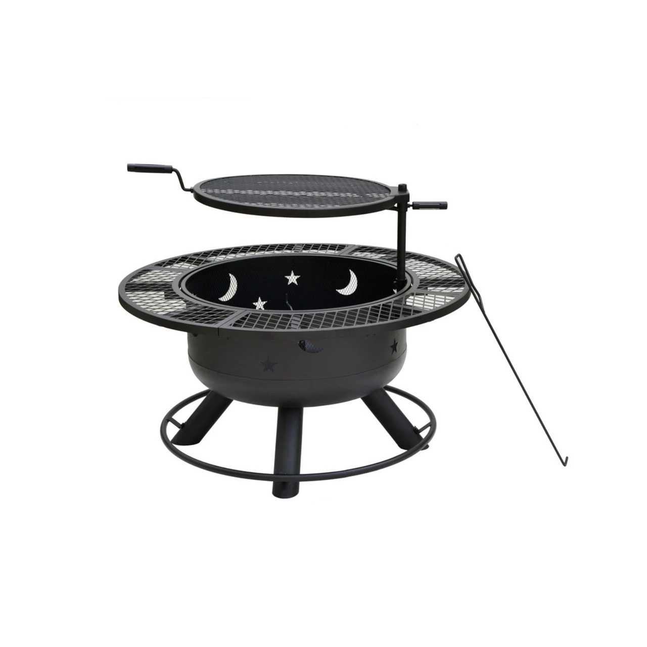 32.5" Black Decorative Wood Fire Pit And Grill 1 32.5" Black Decorative Wood Fire Pit And Grill