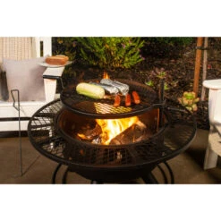 32.5" Black Decorative Wood Fire Pit And Grill 6 32.5" Black Decorative Wood Fire Pit And Grill -PatioVibe Shop dbond 52124 3 89617.1667607524