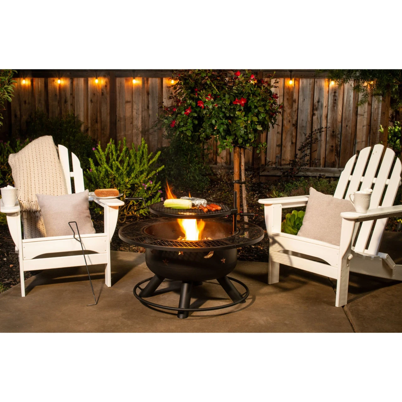 32.5" Black Decorative Wood Fire Pit And Grill 4 32.5" Black Decorative Wood Fire Pit And Grill - Image 4