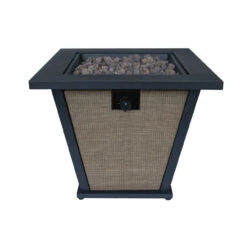 28" Black And Brown Square Gas Fire Pit Table