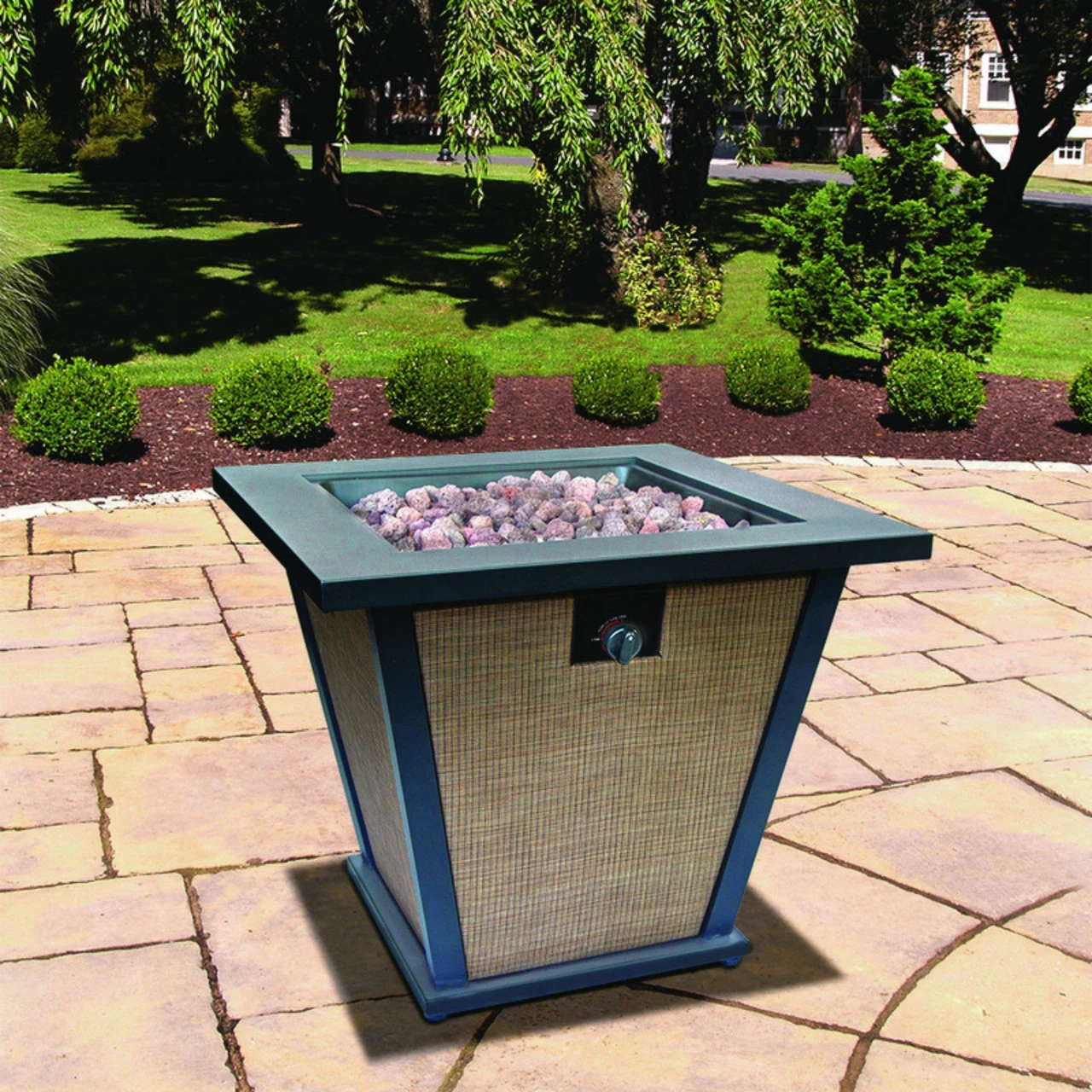 28" Black And Brown Square Gas Fire Pit Table 4 28" Black And Brown Square Gas Fire Pit Table - Image 4