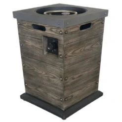 28" Gray And Brown Decorative Gas Fire Column