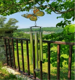 36" Gray Long Monarch Butterfly Wind Chime