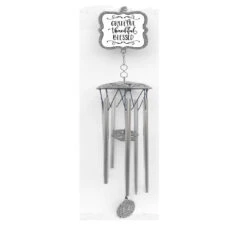 20.5" Gray And White "Grateful ,Thankful, Blessed" Wind Chime