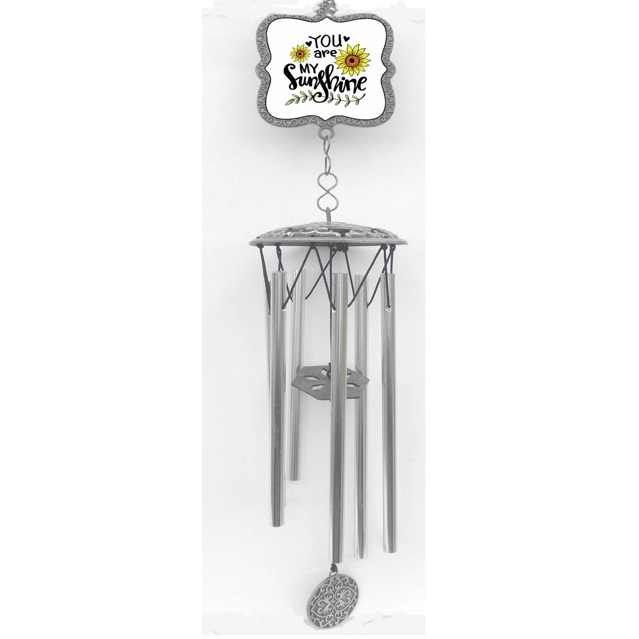 20.5" Gray And White "You Are My Sunshine" Wind Chime 1 20.5" Gray And White "You Are My Sunshine" Wind Chime