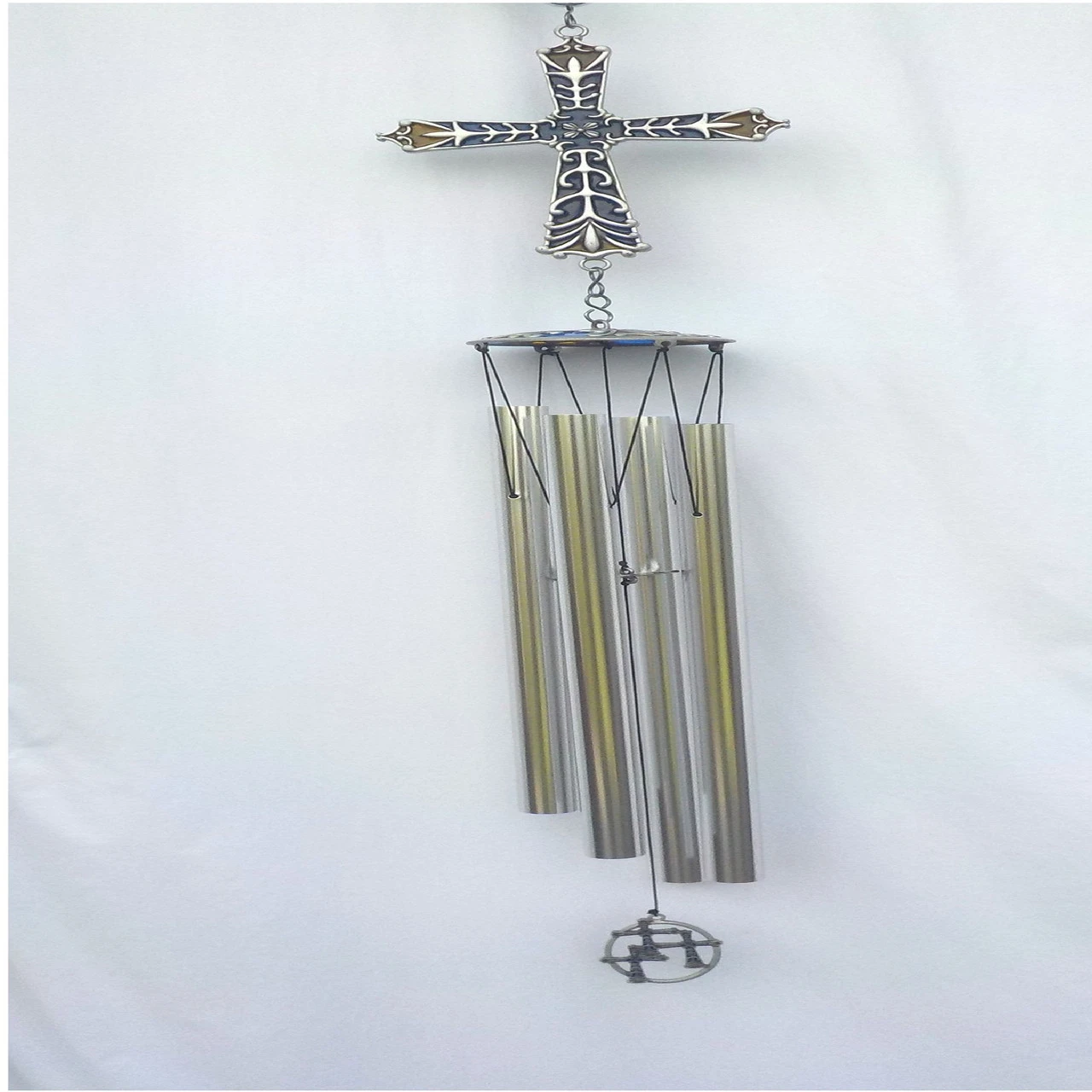 36" Gray And Blue Long Cross Wind Chime 1 36" Gray And Blue Long Cross Wind Chime
