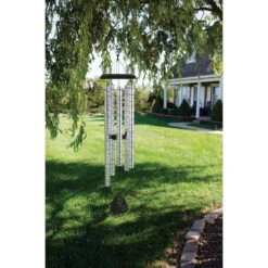 44" Silver Outdoor Patio Garden Wind Chime With 'Amazing Grace' Lyric Design -PatioVibe Shop dcar 60239 3 26658.1667687208