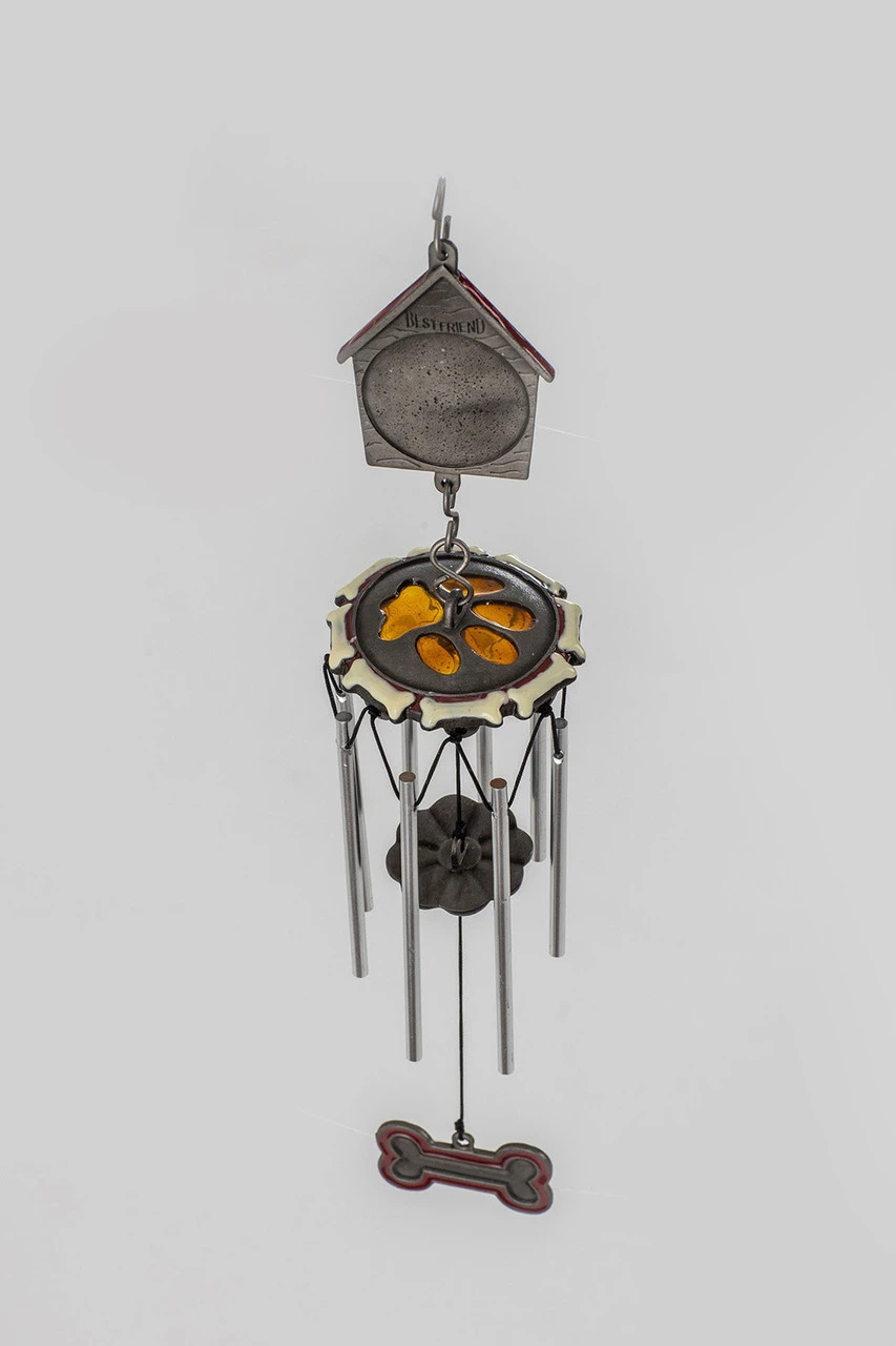 13" Yellow, White And Silver Dog Bereavement Chime 1 13" Yellow, White And Silver Dog Bereavement Chime