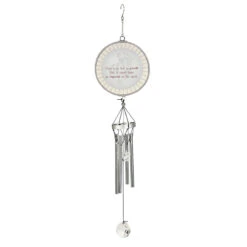 14.5" Silver And Beige Baby Footprint Metallic Windchime With Bead