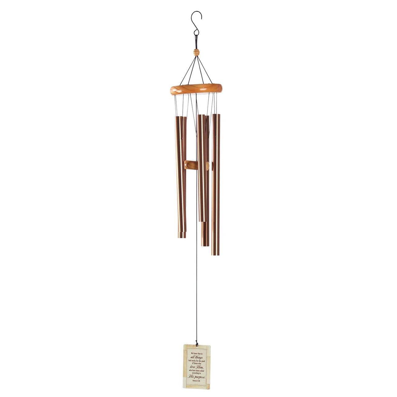 34.75" Bronze And Beige "Roman 8:28" Religious Metallic Windchime 1 34.75" Bronze And Beige "Roman 8:28" Religious Metallic Windchime