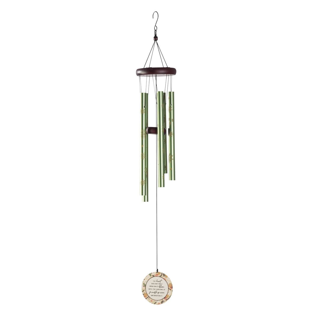 34.75" Green And Brown "Heart Of A Friend" Hanging Windchime 1 34.75" Green And Brown "Heart Of A Friend" Hanging Windchime