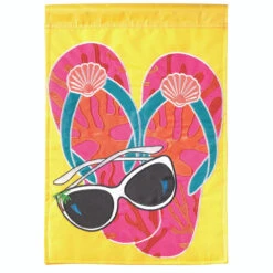 Pink Flip Flops And Sunglass Large Flag 42" X 29"