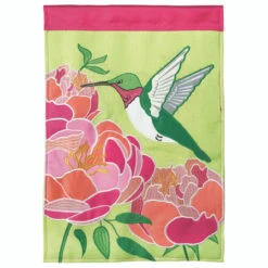 Green And Pink Humming Bird Outdoor House Flag 42" X 29"