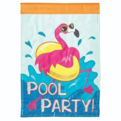 Double Applique "POOL PARTY!" Outdoor Flag 42" X 29"