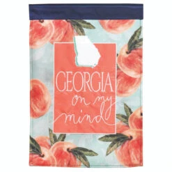 Red And Blue Double Applique "GEORGIA On My Mind" Outdoor House Flag 42" X 29"