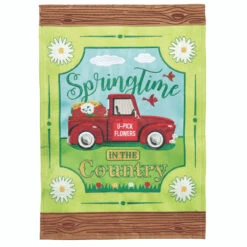 Green And Red Double Applique "Springtime IN THE Country" Outdoor House Flag 42" X 29"