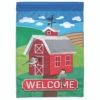 Green And Red Birdhouse "WELCOME" Applique Outdoor House Flag 42" X 29"