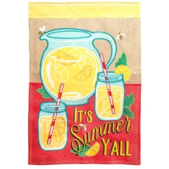 Yellow And Red Double Applique "IT'S Summer Y'All" Outdoor House Flag 42" X 29"