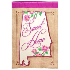 Beige And Pink Double Applique "Sweet Home" Outdoor House Flag 42" X 29"