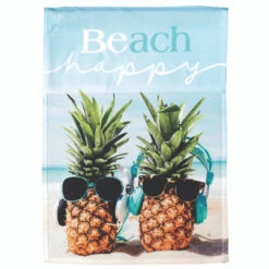 Printed "Beach Happy" Pineapples Outdoor House Flag 44" X 30"