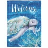 Printed "Welcome" Deep Blue Turtle Outdoor House Flag 44" X 30"