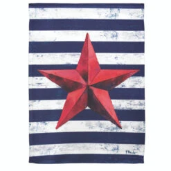 Red And Navy Blue Barn Striped Star Outdoor House Flag 44" X 30"