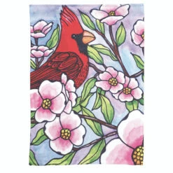 Blue And Red Cardinal Dogwood Blooms Printed Outdoor House Flag 44" X 30"