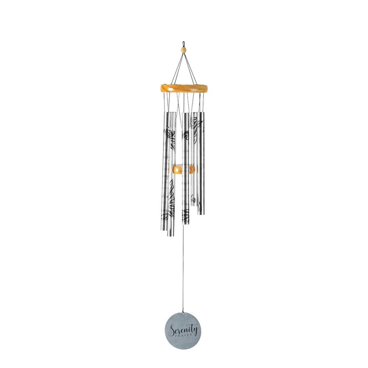 35" Silver Serenity Prayer Windchime With Bell Tubes 1 35" Silver Serenity Prayer Windchime With Bell Tubes