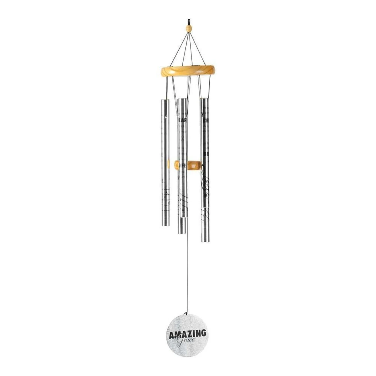 35" Silver And Gold Colored "Amazing Grace" Windchime Hanging 1 35" Silver And Gold Colored "Amazing Grace" Windchime Hanging