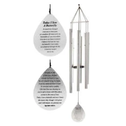 42" Silver Windchime With Bell Tubes And Poem