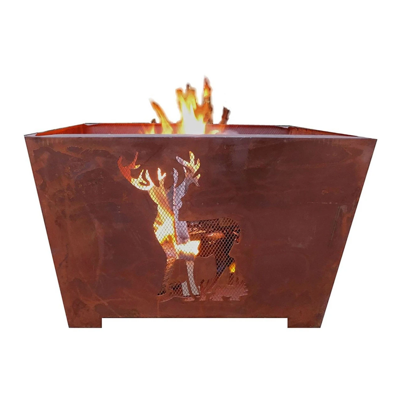 24" Brown Rustic Finish Natural Scene Square Outdoor Fire Basket 2 24" Brown Rustic Finish Natural Scene Square Outdoor Fire Basket - Image 2