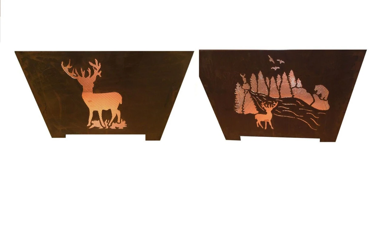 24" Brown Rustic Finish Natural Scene Square Outdoor Fire Basket 4 24" Brown Rustic Finish Natural Scene Square Outdoor Fire Basket - Image 4