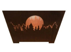 24" Brown Rustic Finish Forest And Moon Square Outdoor Fire Basket