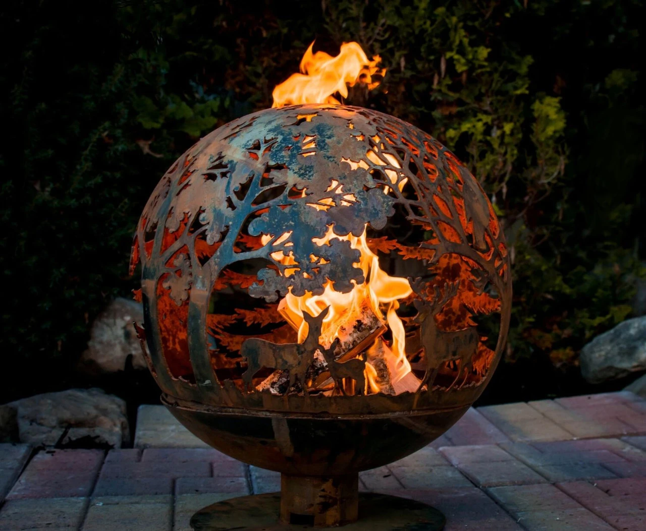 28" Brown Rustic Finish Large Wildlife Outdoor Fire Sphere 2 28" Brown Rustic Finish Large Wildlife Outdoor Fire Sphere - Image 2