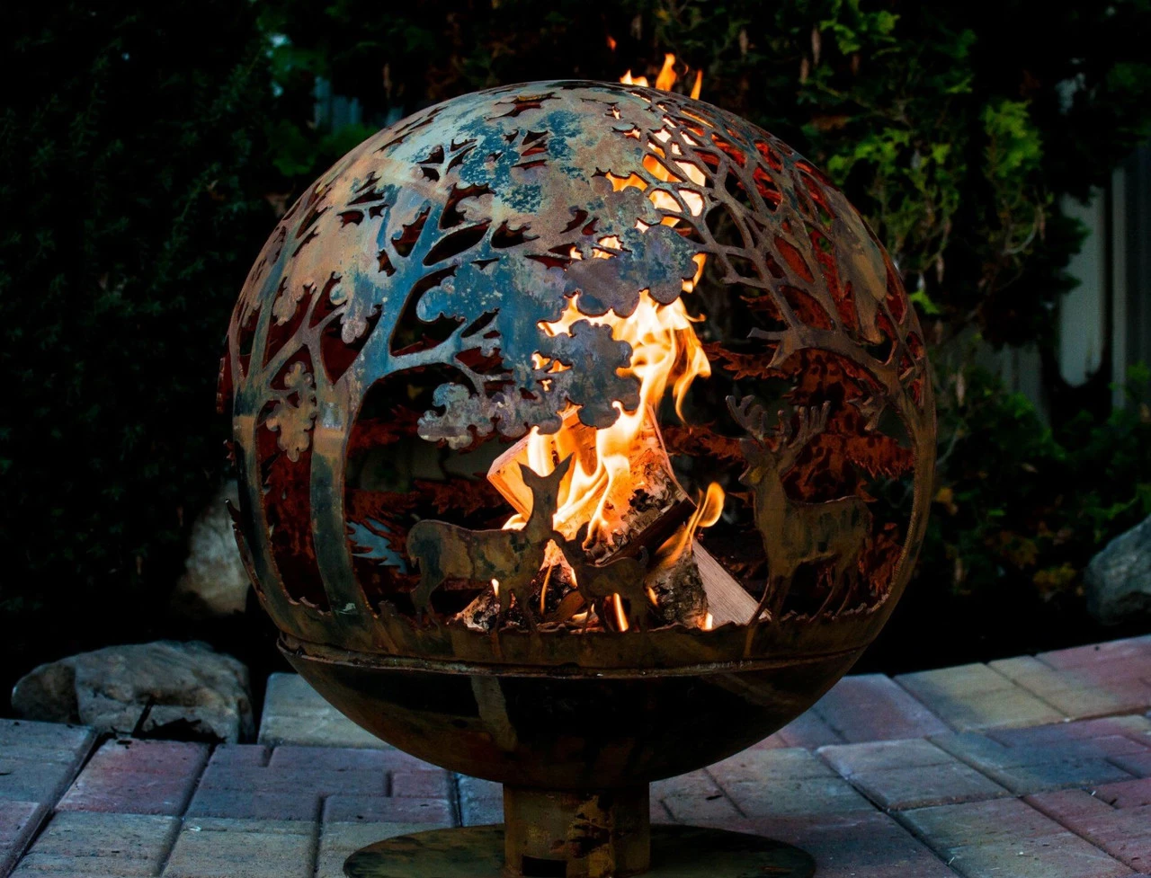 36" Brown Rustic Finish Extra Large Wildlife Outdoor Fire Sphere 2 36" Brown Rustic Finish Extra Large Wildlife Outdoor Fire Sphere - Image 2