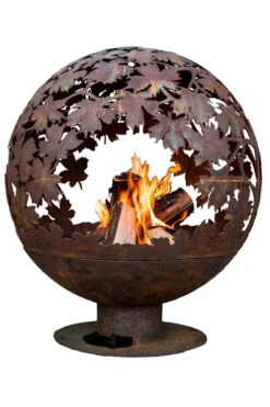 36" Brown Rustic Finish Extra Large Leaf Outdoor Fire Sphere