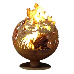 36" Brown Rustic Finish Extra Large Garden Outdoor Fire Sphere
