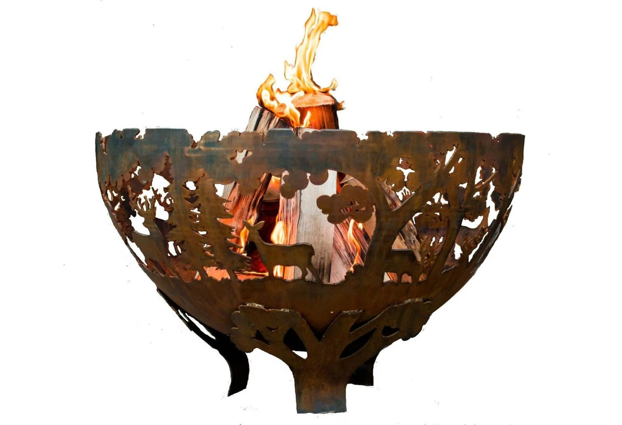 32" Bronze And Black Wildlife Themed Outdoor Fire Bowl - Extra Large 1 32" Bronze And Black Wildlife Themed Outdoor Fire Bowl - Extra Large