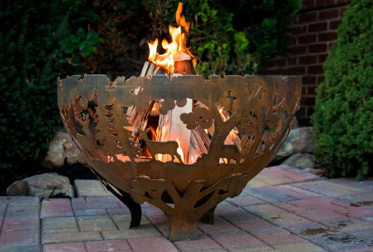 32" Bronze And Black Wildlife Themed Outdoor Fire Bowl - Extra Large 2 32" Bronze And Black Wildlife Themed Outdoor Fire Bowl - Extra Large - Image 2
