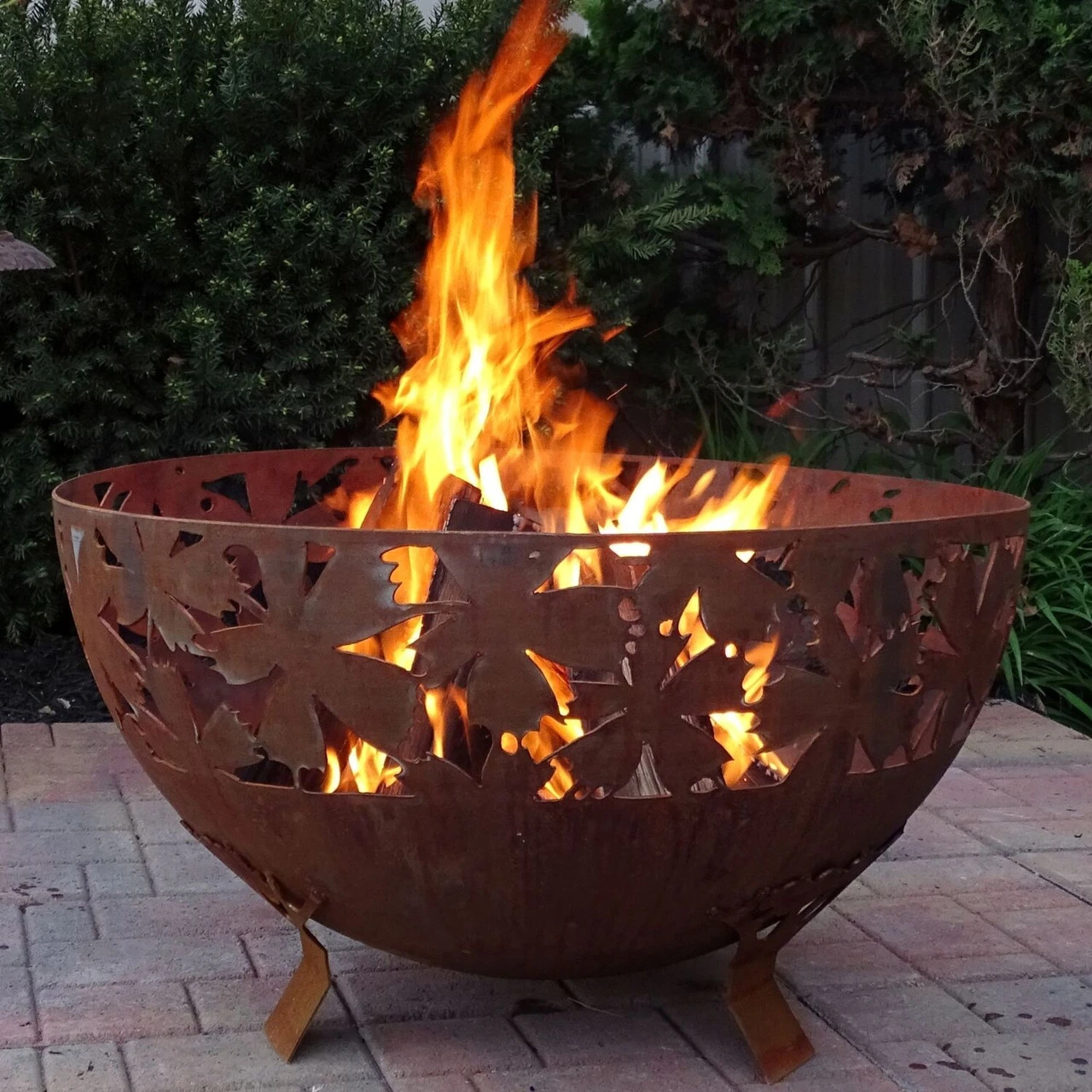 32" Bronze Leaves Rustic Finish Outdoor Fire Bowl - Extra Large 2 32" Bronze Leaves Rustic Finish Outdoor Fire Bowl - Extra Large - Image 2